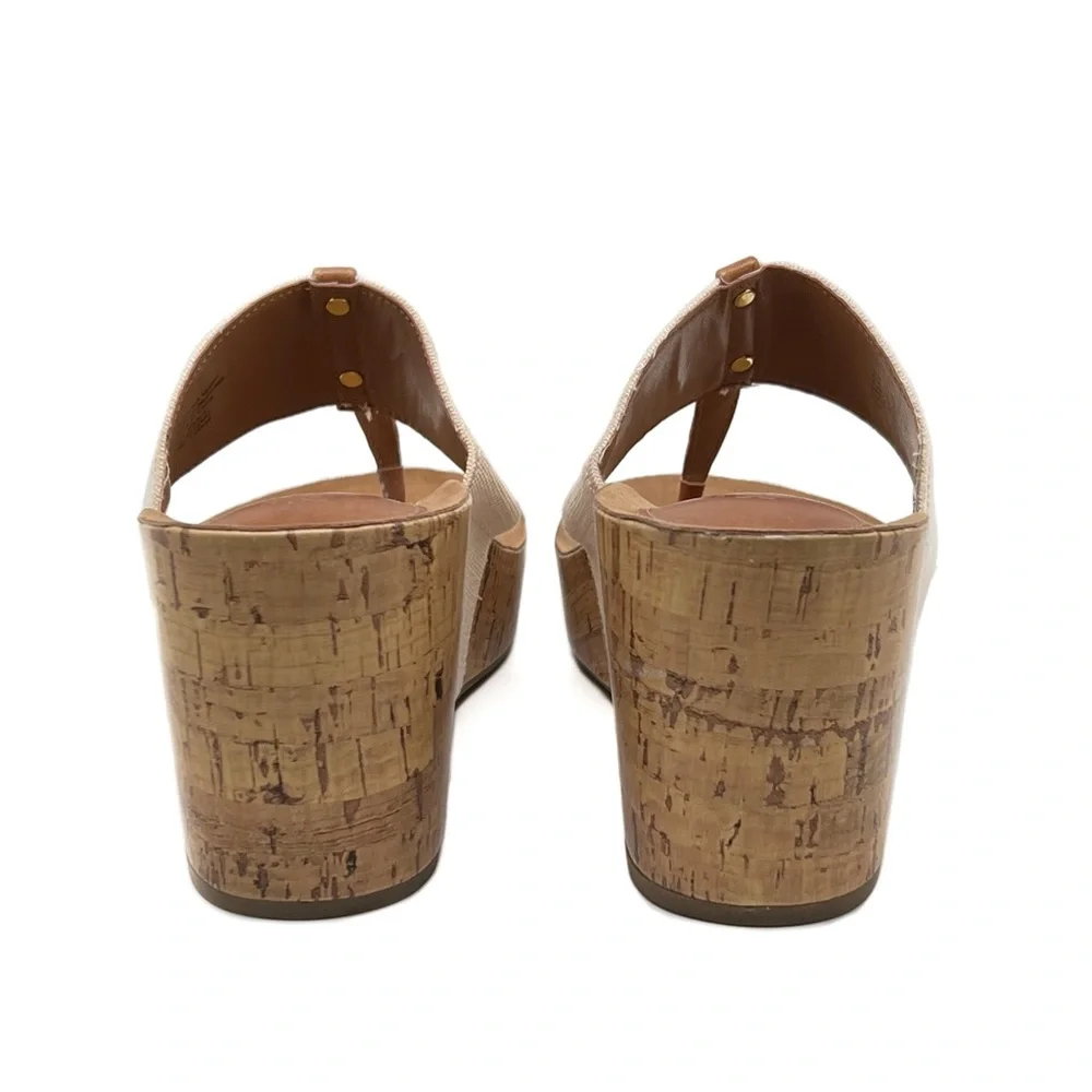Style & Co Wedge Thong Piperr Cork Sandal Light Taupe Size 10 - Picture 8 of 14